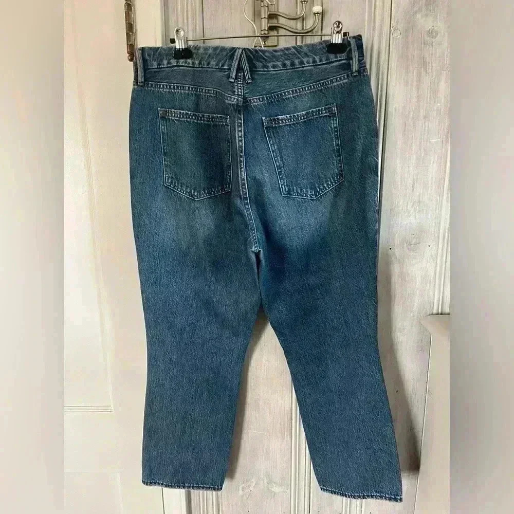 GOOD AMERICAN Good vintage straight leg stretch ripped knees gap proof waist 12 - Picture 2 of 7
